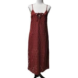 NWT Maroon Midi Slip Dress Fairy Grunge Whimsigoth Dark Romantic Witchy Size XS